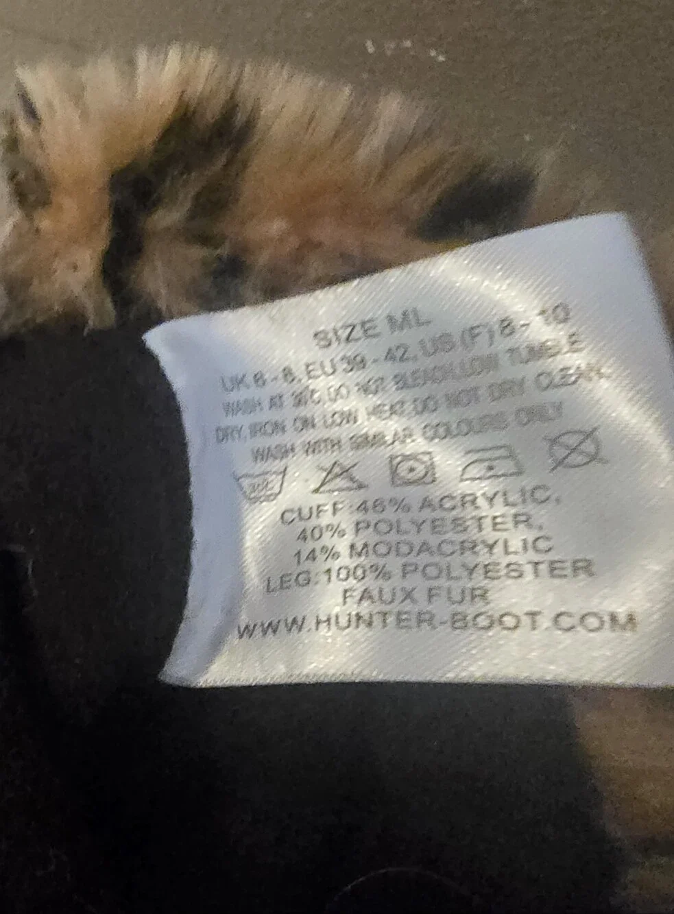 Hunter Black Boot Liner with Leopard Faux Fur Trim